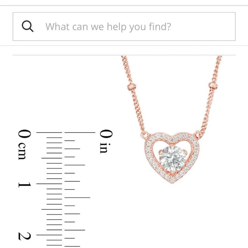 Zales 5.0mm White Sapphire Heart Bead Station Necklace - Picture 2 of 4